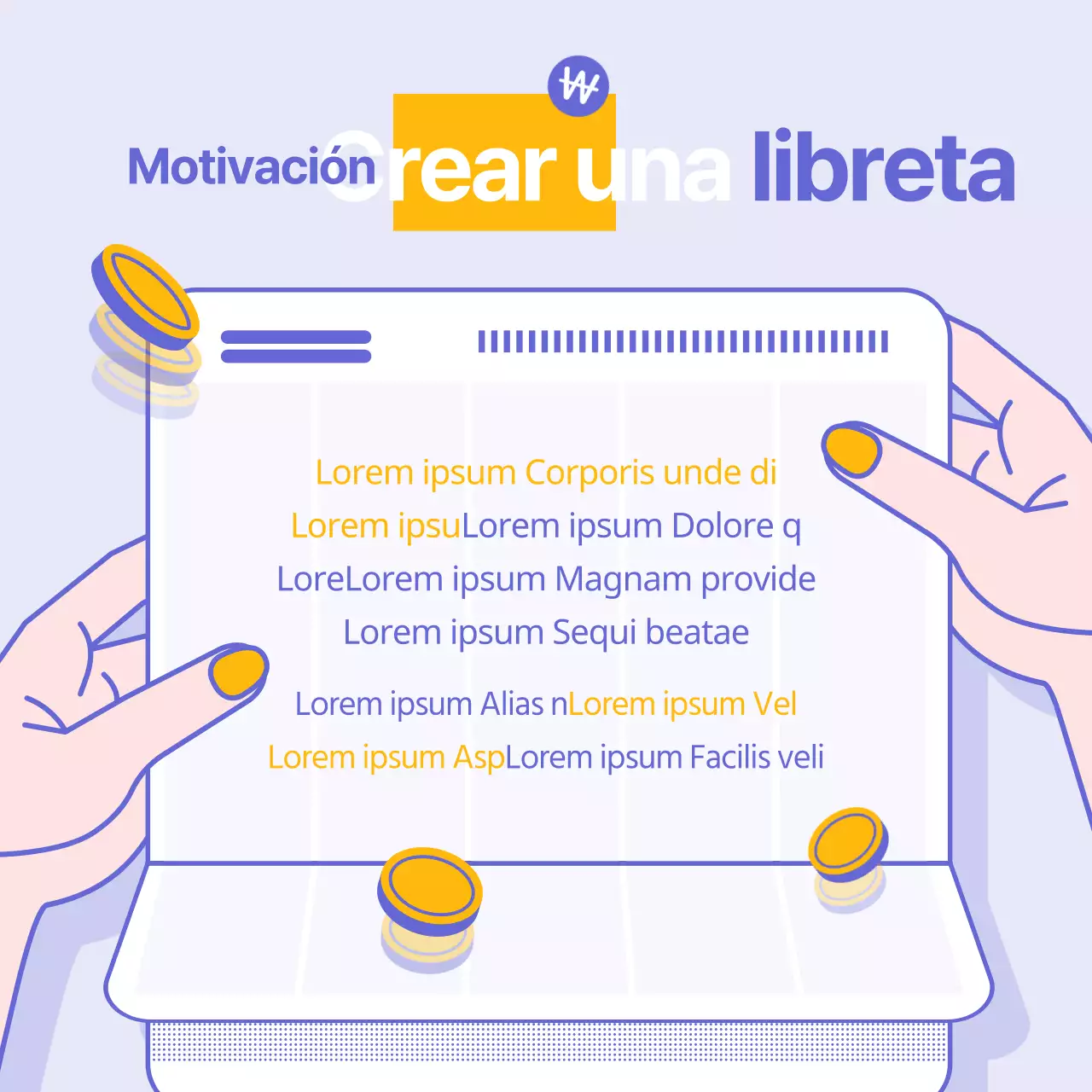 Información financiera sencilla de color amarillo y morado sin dinero