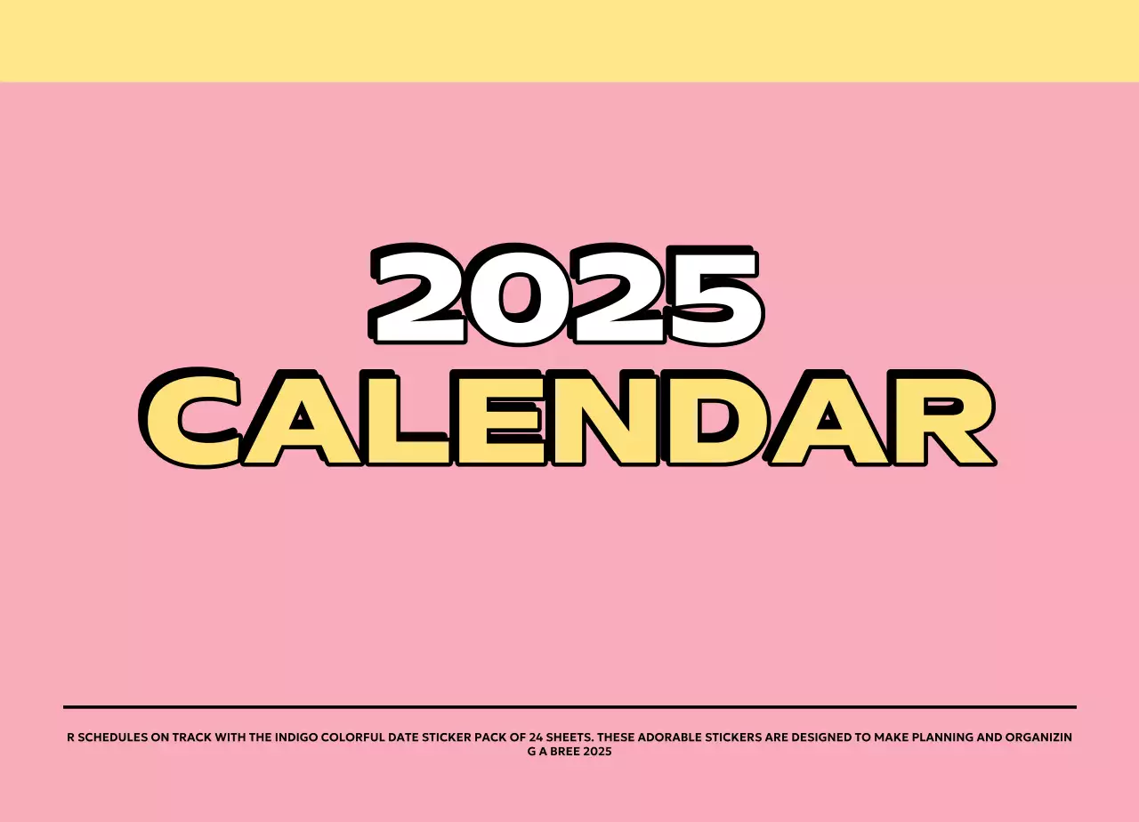 Kalender penuh warna dengan berbagai ilustrasi retro