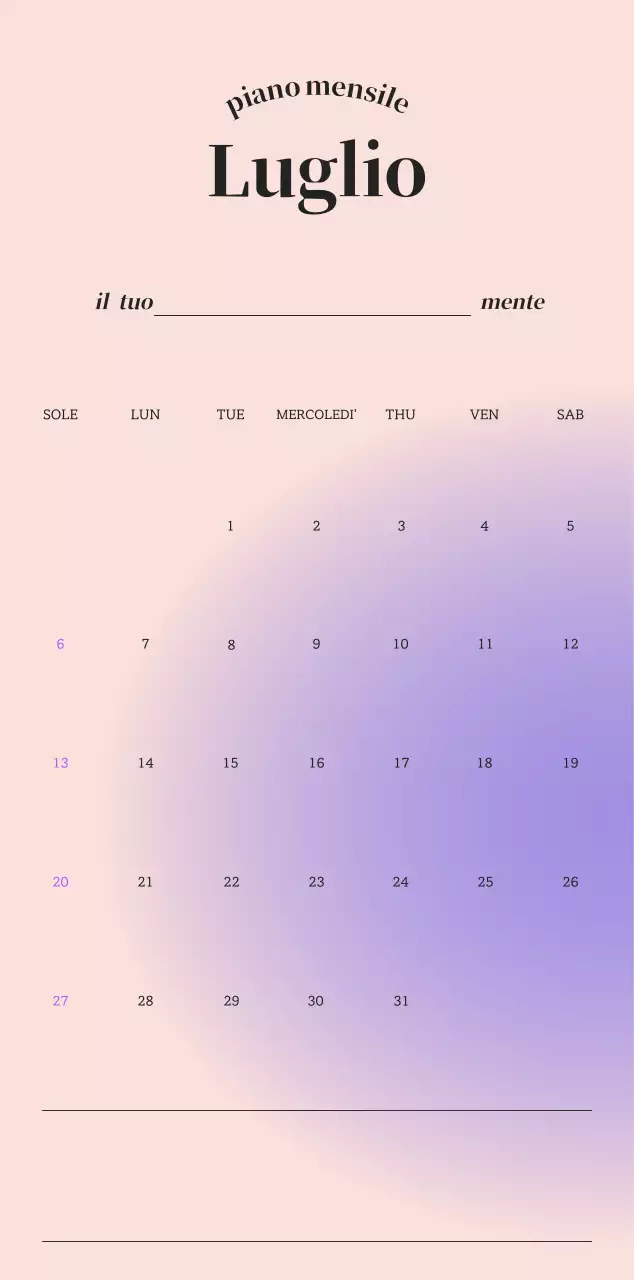 Calendario minimalista a gradi
