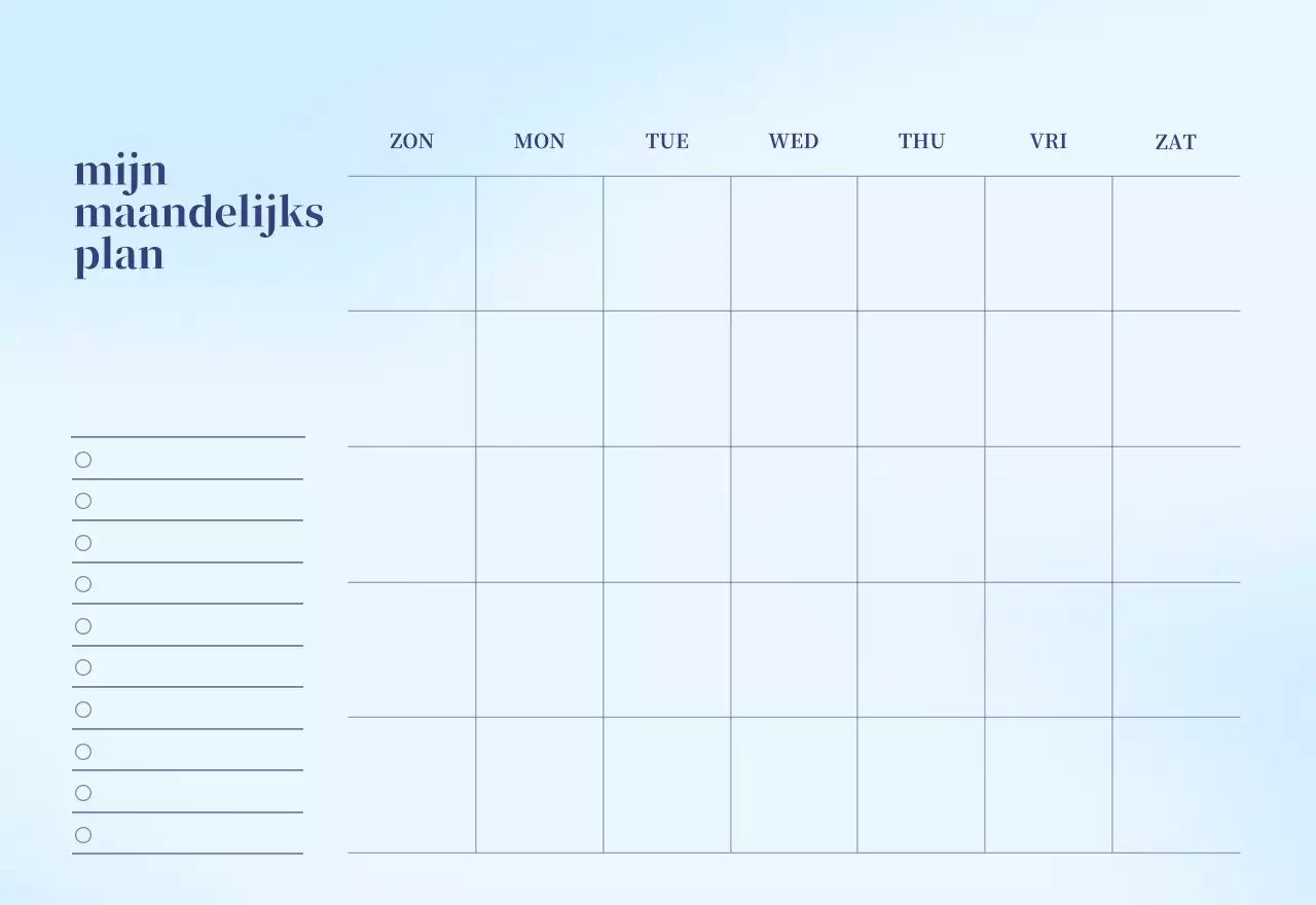Minimalistische kalender met kleurverloop