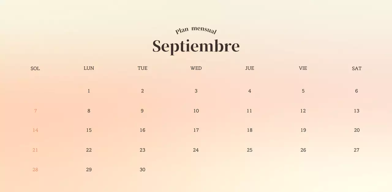 Calendario minimalista degradado