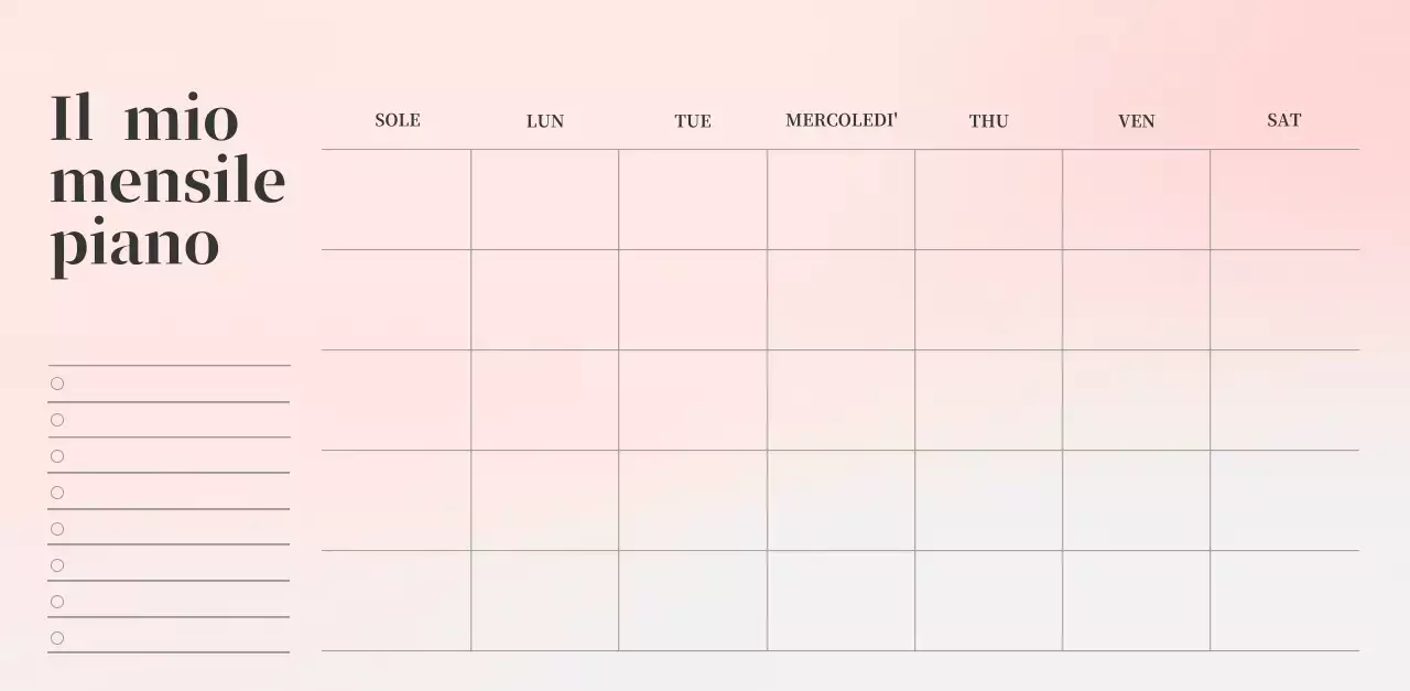 Calendario minimalista a gradi