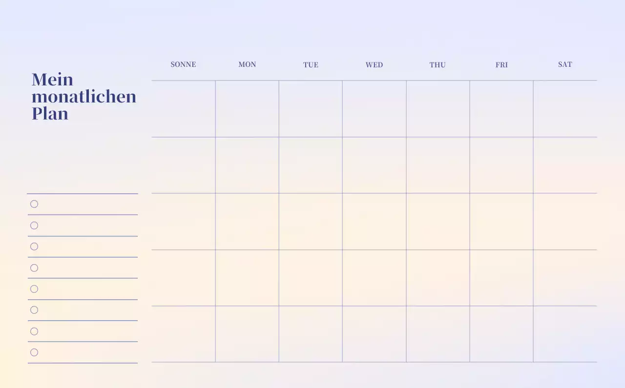 Minimalistischer Kalender mit Farbverlauf
