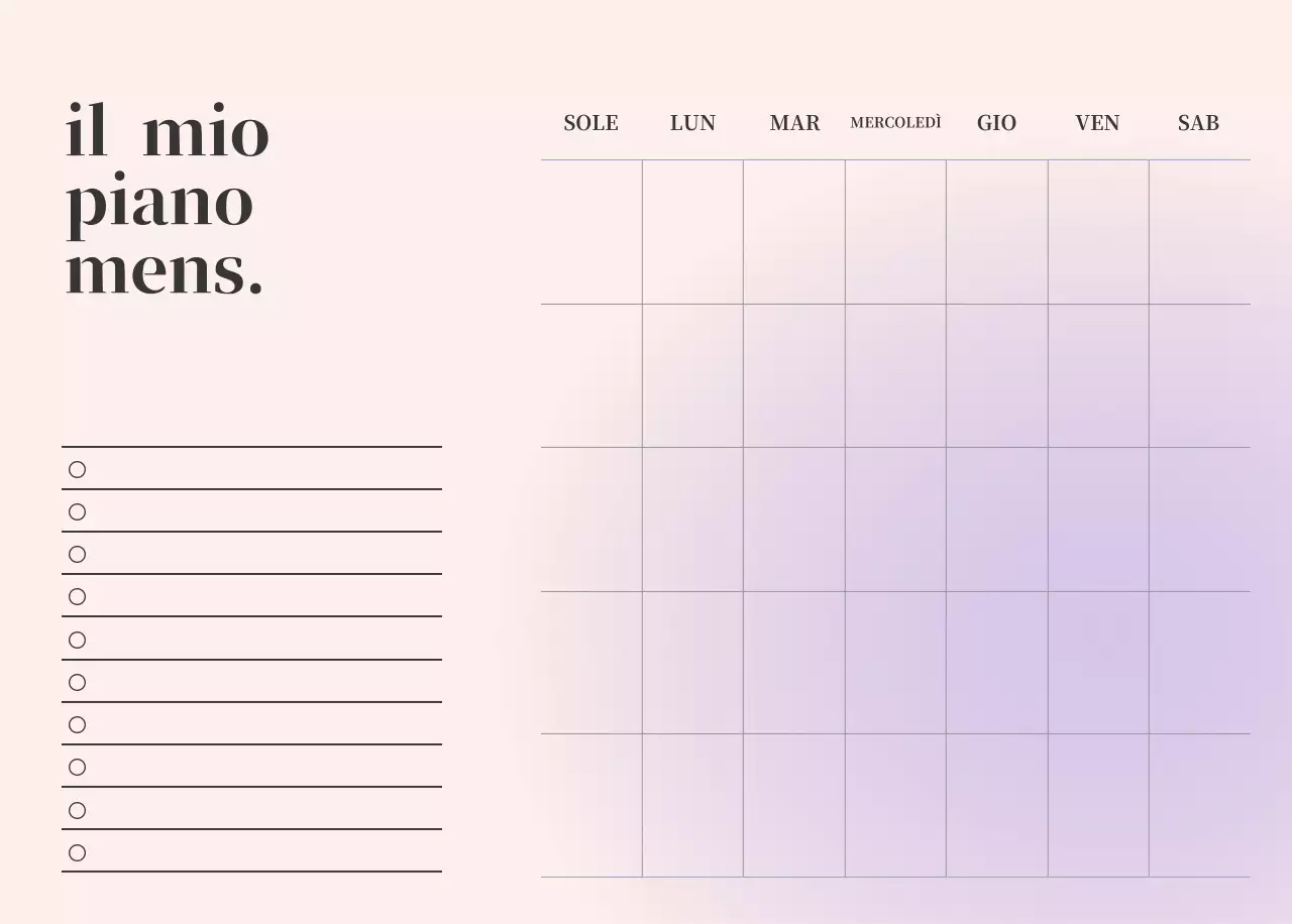 Calendario minimalista a gradi