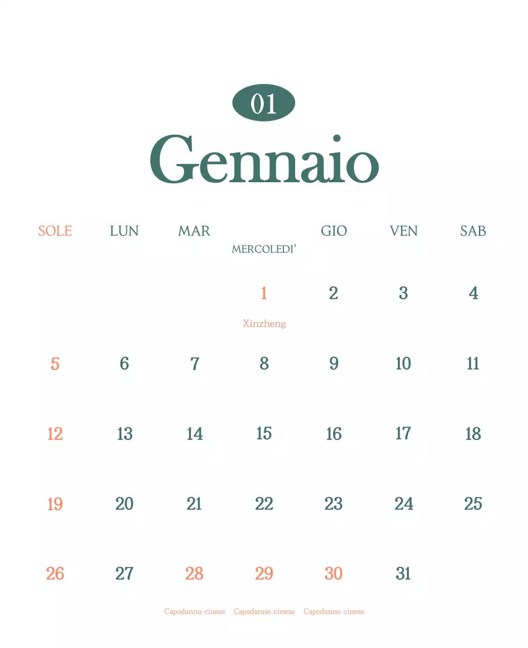 Un moderno calendario dei caffè con i consigli per la bevanda del mese