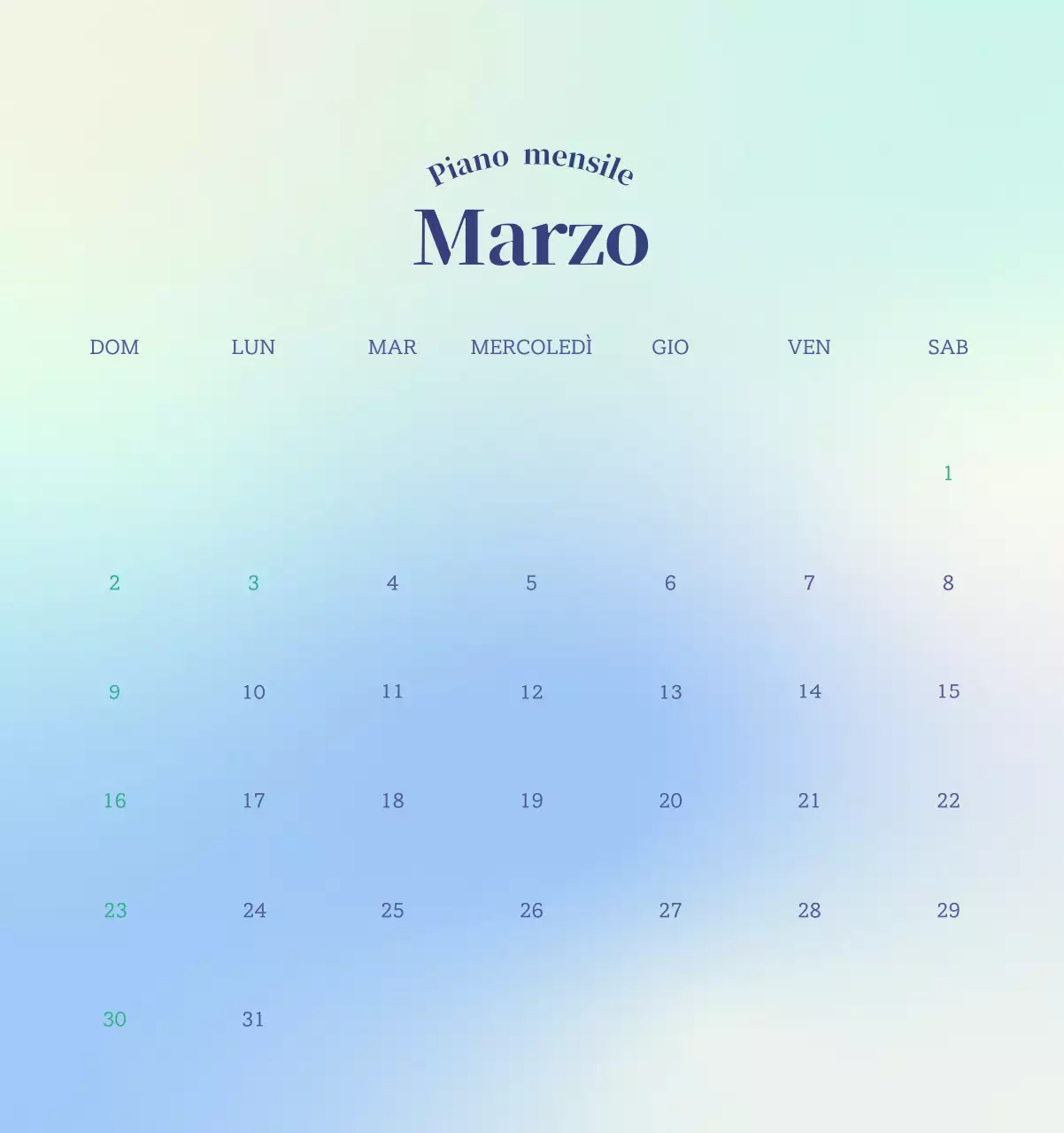 Calendario minimalista a gradi