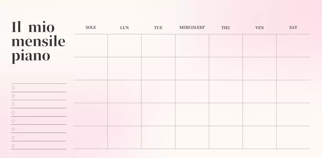 Calendario minimalista a gradi