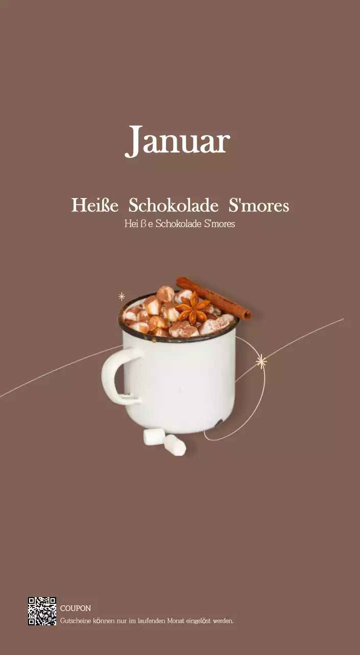 Ein moderner Café-Kalender mit Empfehlungen für das Getränk des Monats