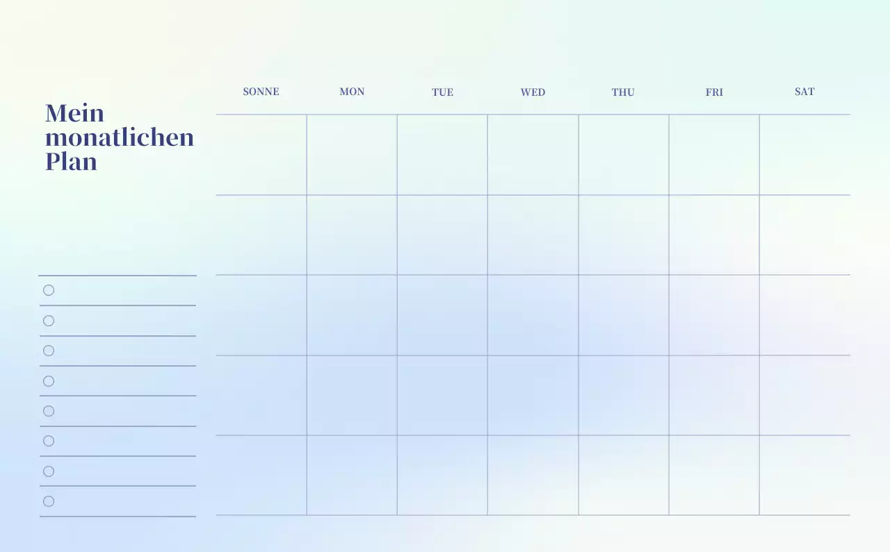 Minimalistischer Kalender mit Farbverlauf
