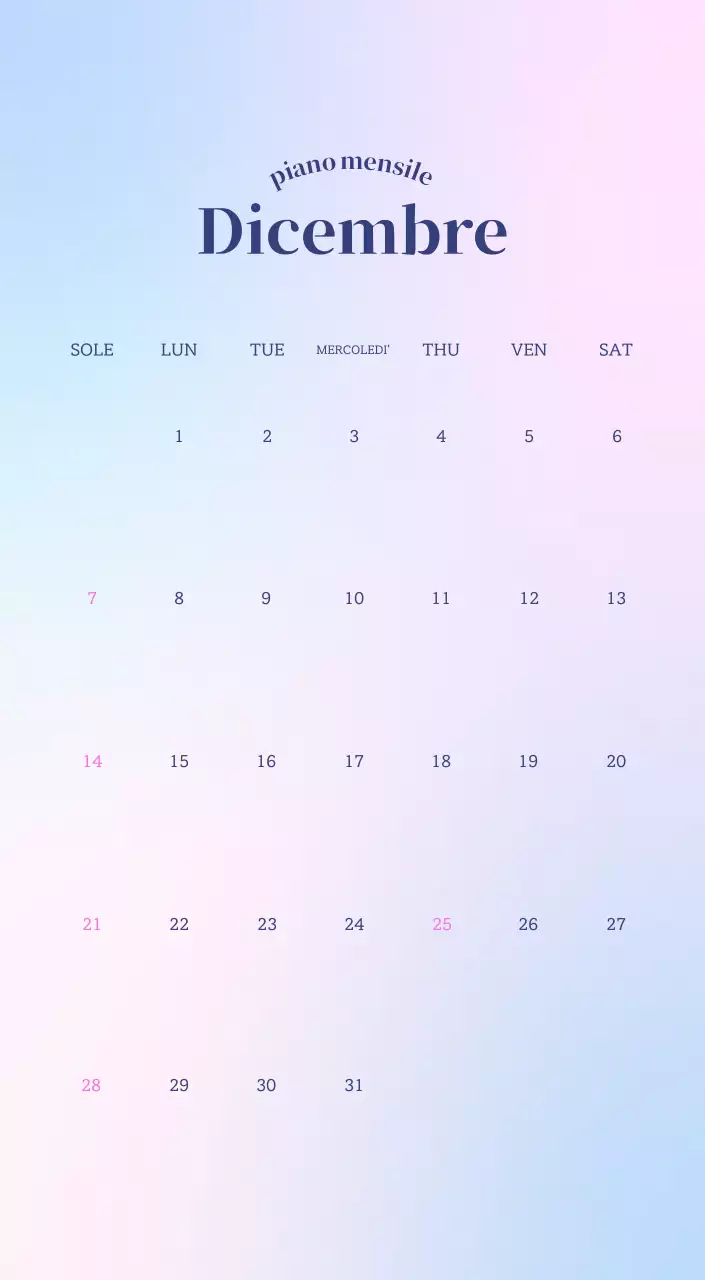 Calendario minimalista a gradi