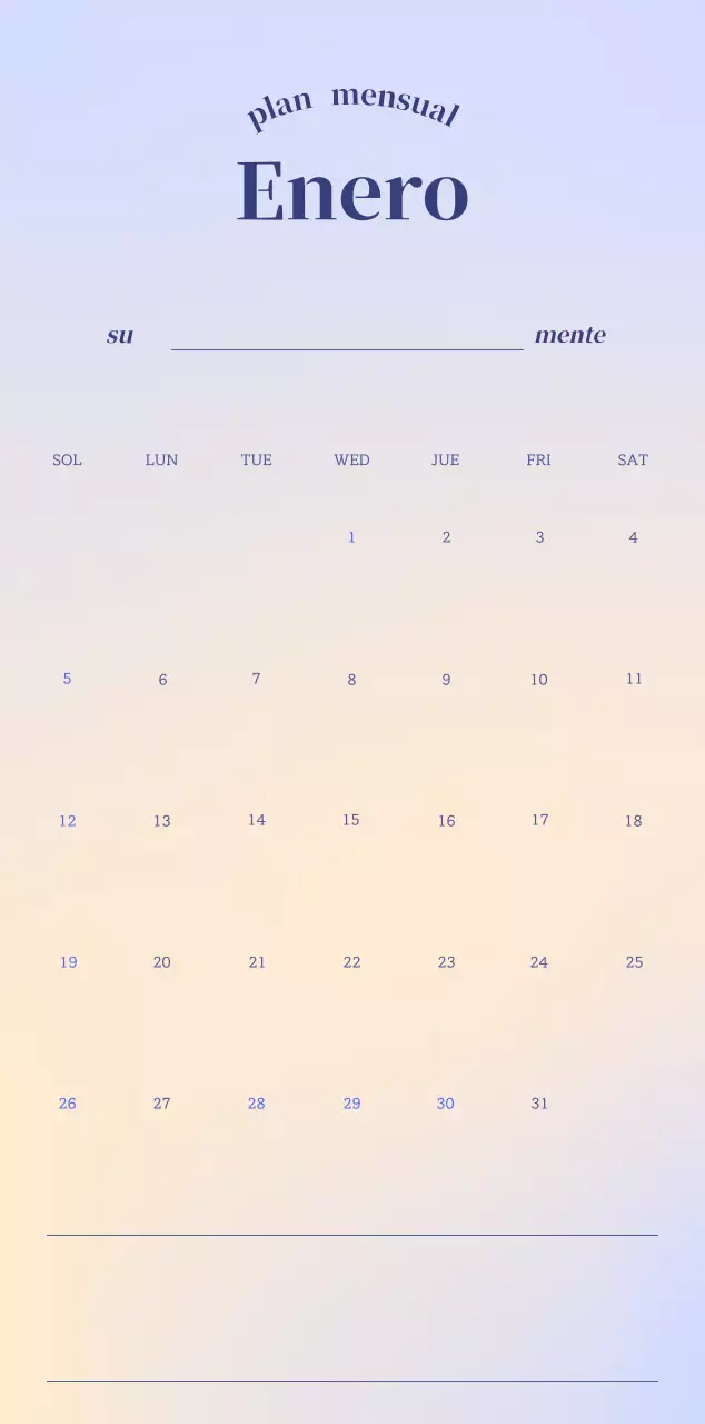 Calendario minimalista degradado