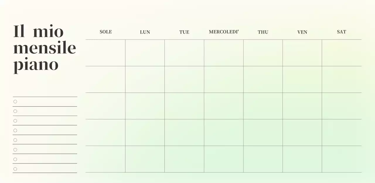 Calendario minimalista a gradi