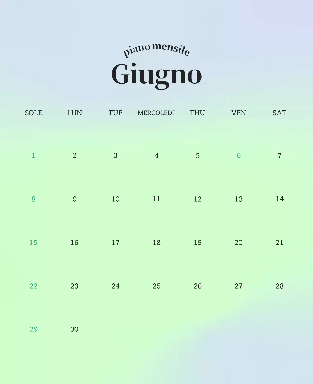 Calendario minimalista a gradi