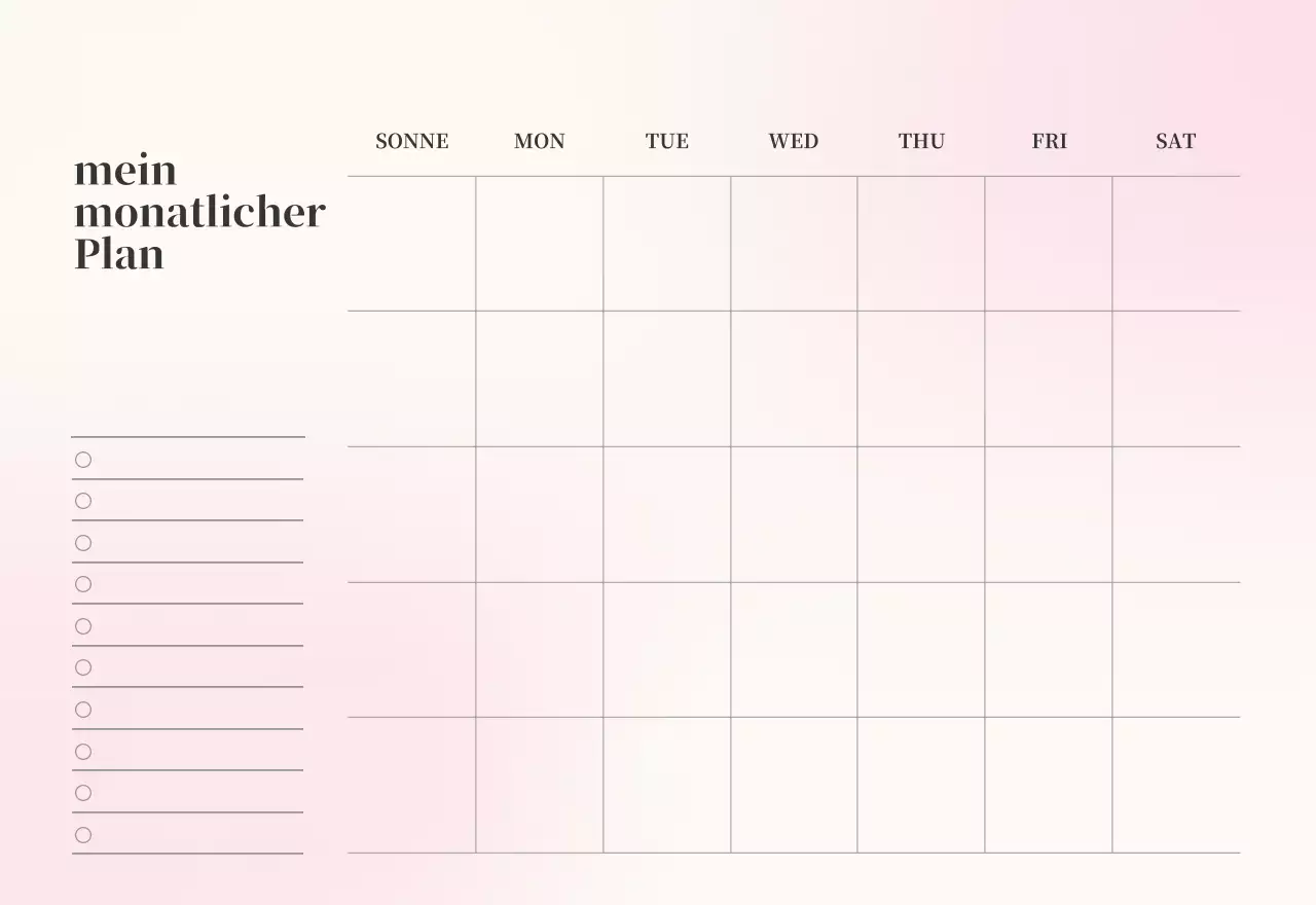 Minimalistischer Kalender mit Farbverlauf