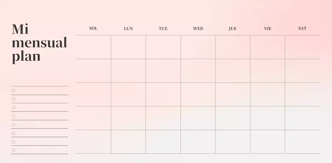 Calendario minimalista degradado