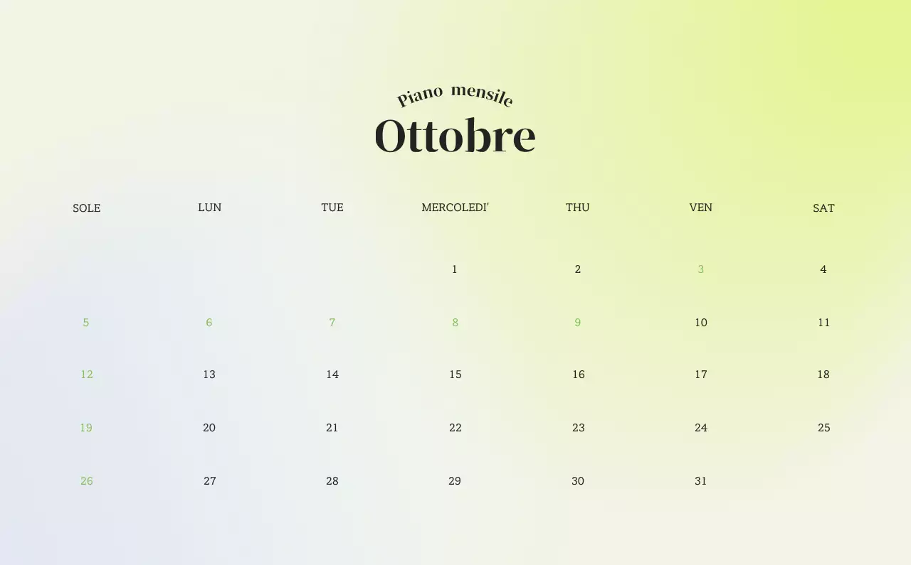 Calendario minimalista a gradi