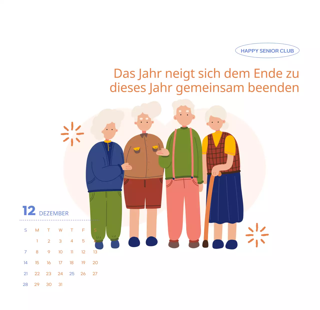 Geschäftskalender mit niedlichen Illustrationen