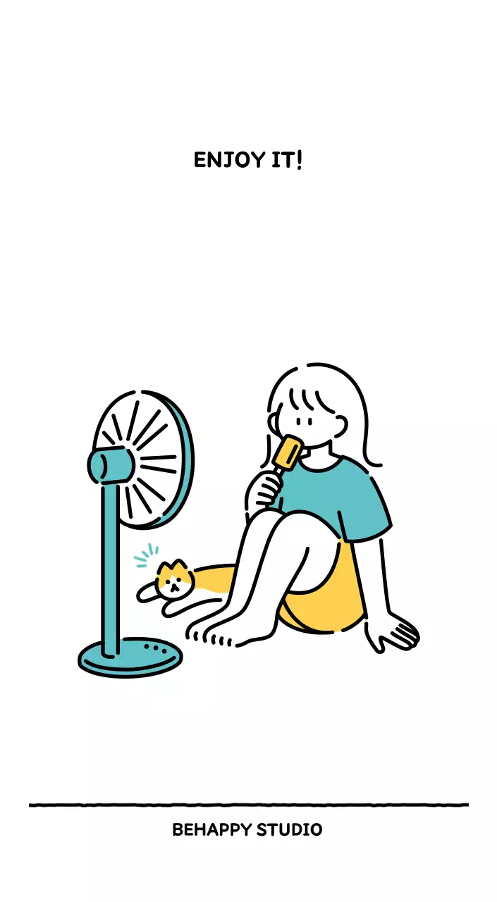 Illustrated calendar with a cute line style