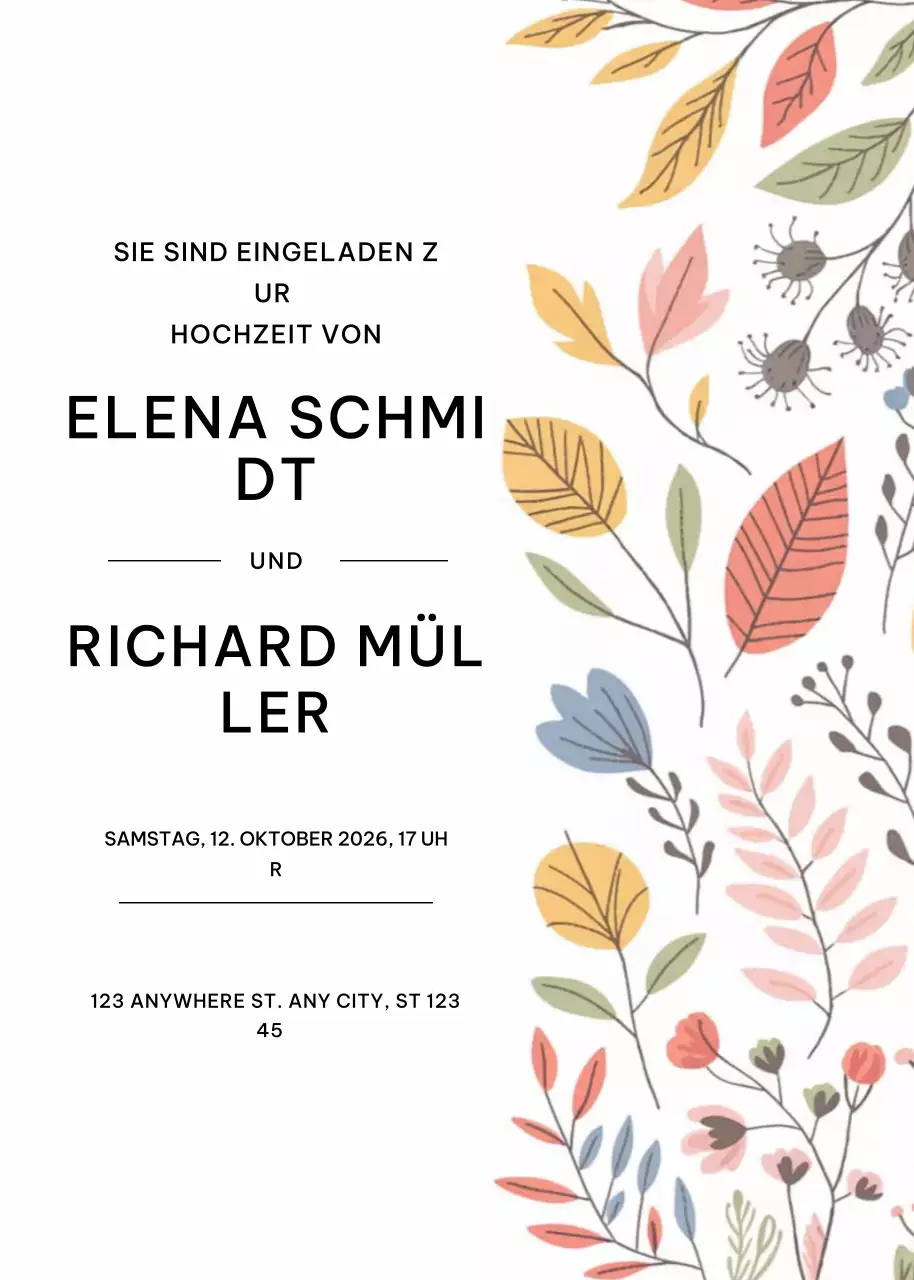 weiße elegante Hochzeitseinladung