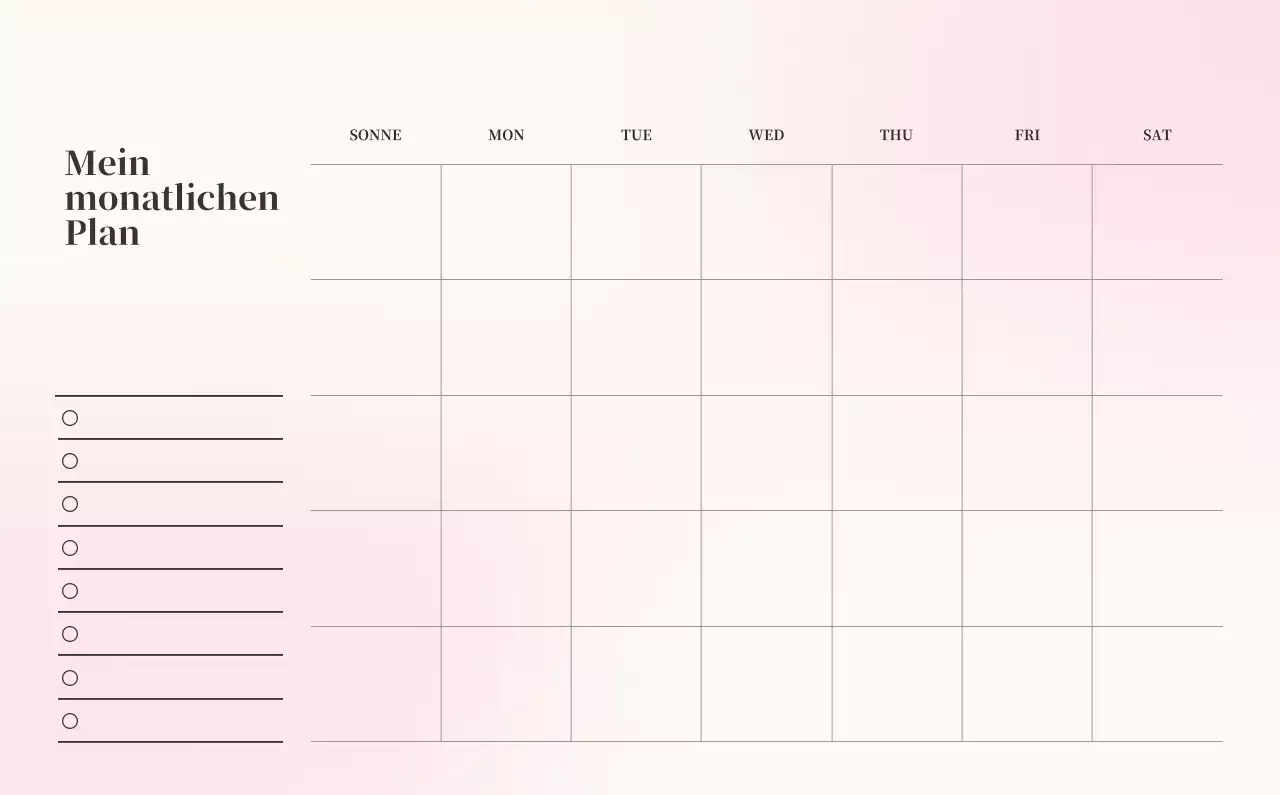 Minimalistischer Kalender mit Farbverlauf