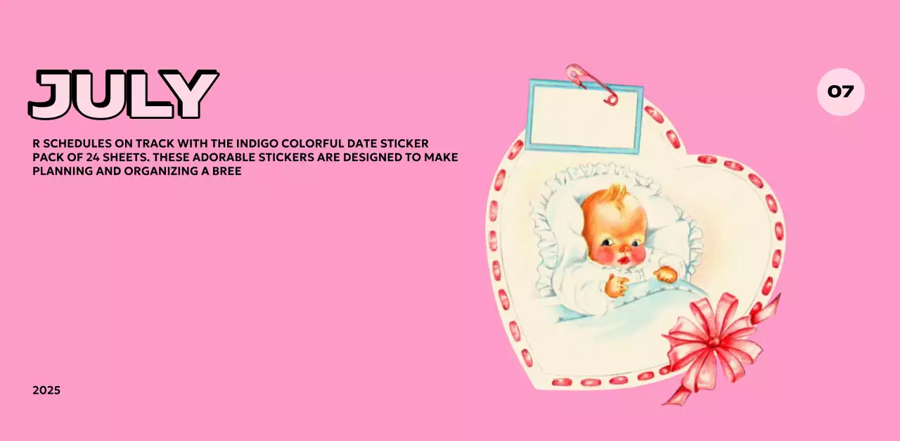 様々なレトロなイラストが描かれたカラフルなカレンダーカレンダー