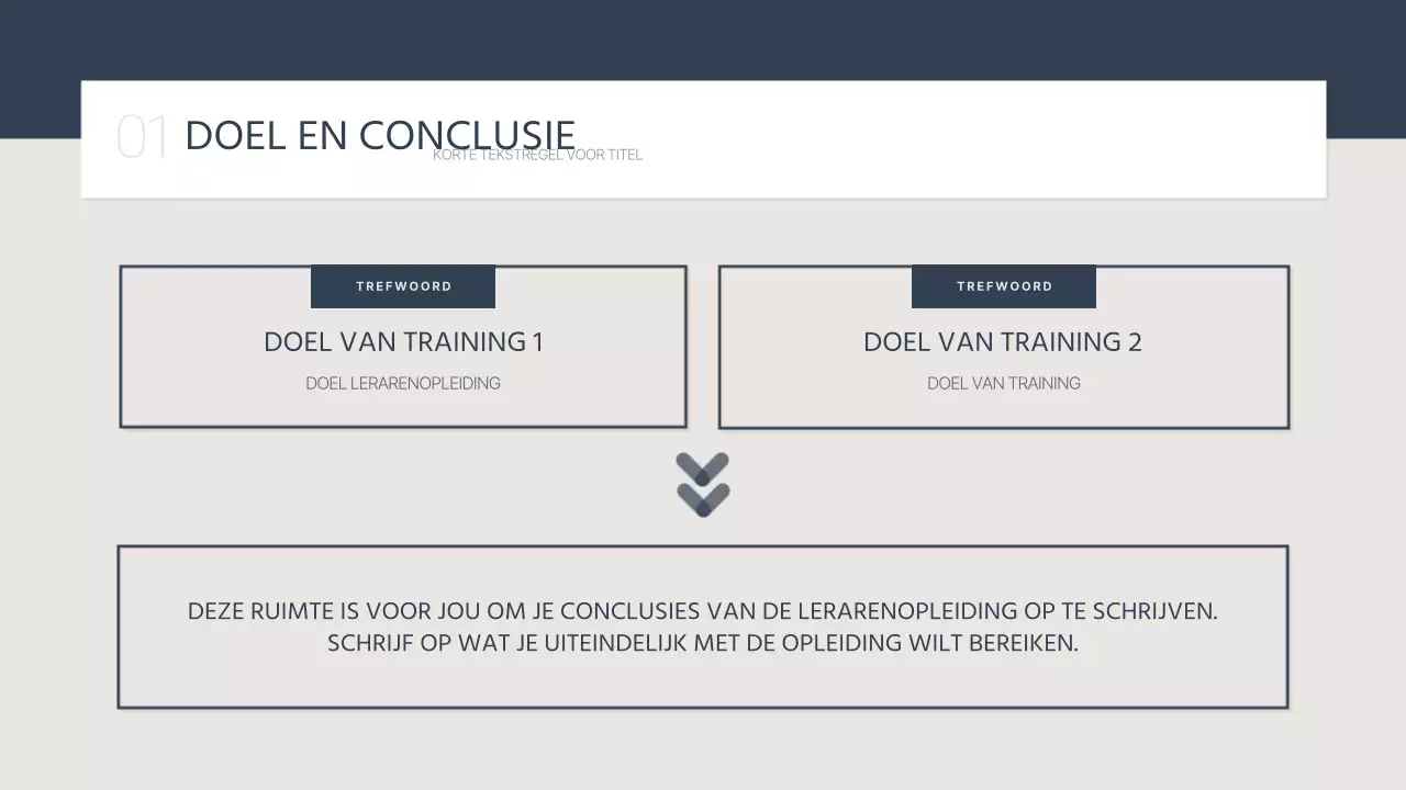 Eenvoudig rapport voor lerarenopleiding in marineblauw en beige