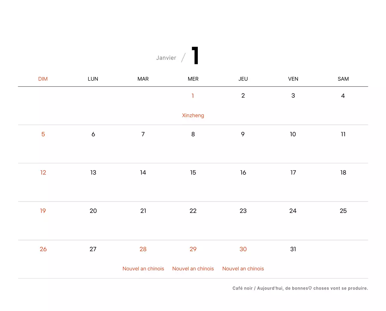 Calendrier de bureau photo simple pour les cafés dans les tons blancs