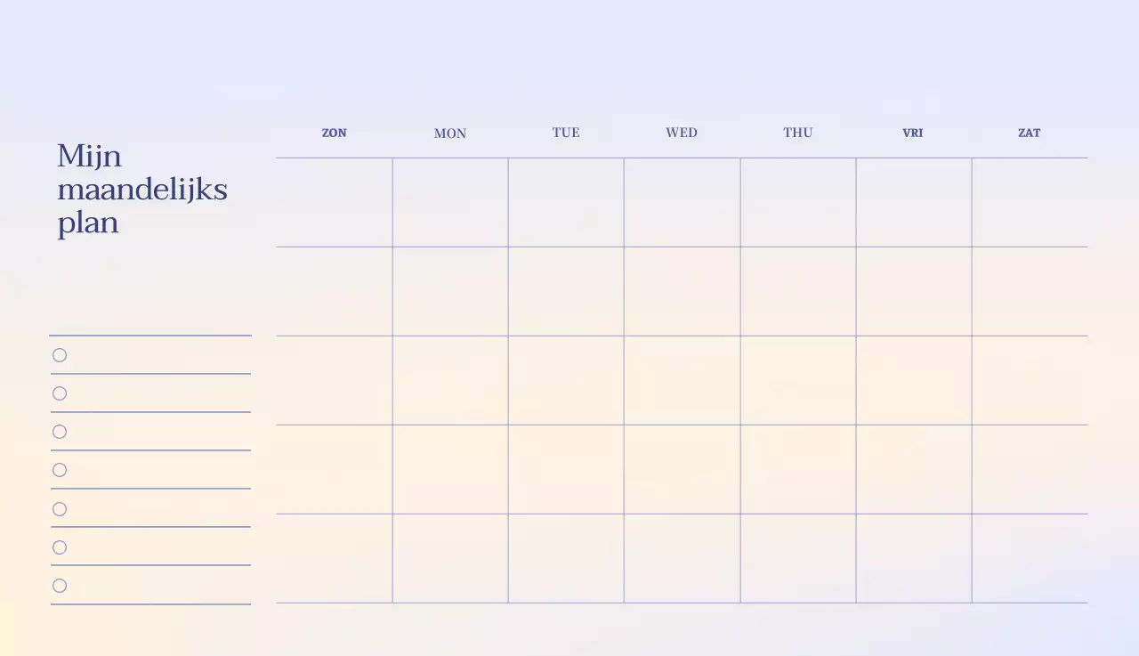 Minimalistische kalender met kleurverloop