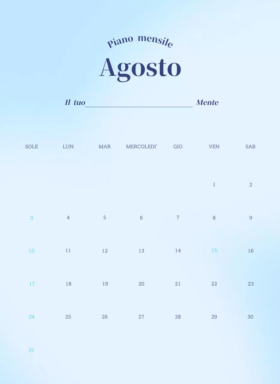 Calendario minimalista a gradi