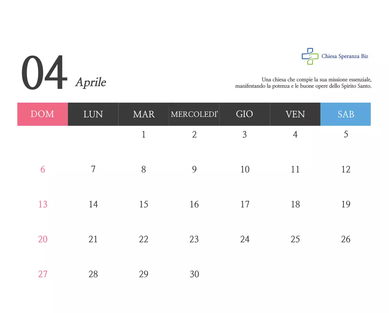 Promozione della chiesa biblica in calligrafia semplice