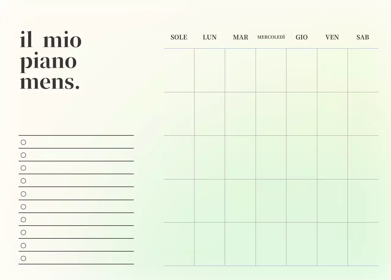 Calendario minimalista a gradi