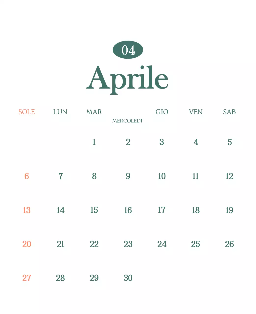 Un moderno calendario dei caffè con i consigli per la bevanda del mese