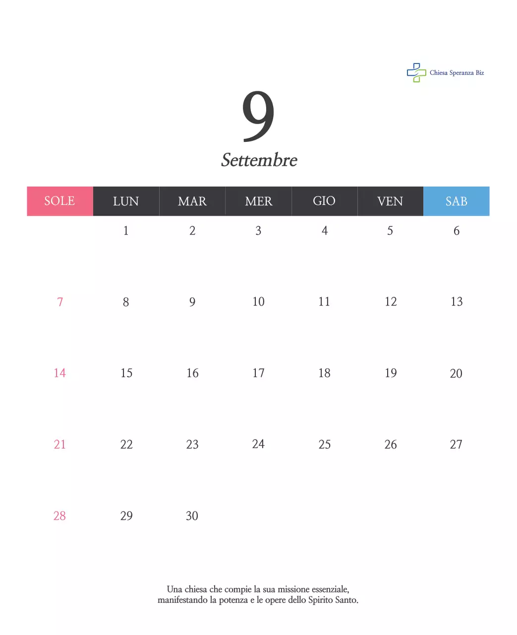 Promozione della chiesa biblica in calligrafia semplice