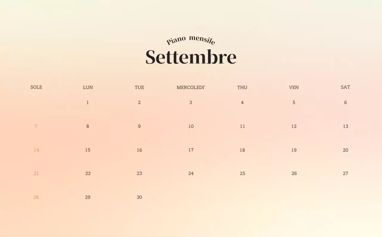 Calendario minimalista a gradi