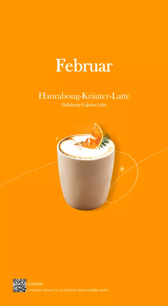 Ein moderner Café-Kalender mit Empfehlungen für das Getränk des Monats