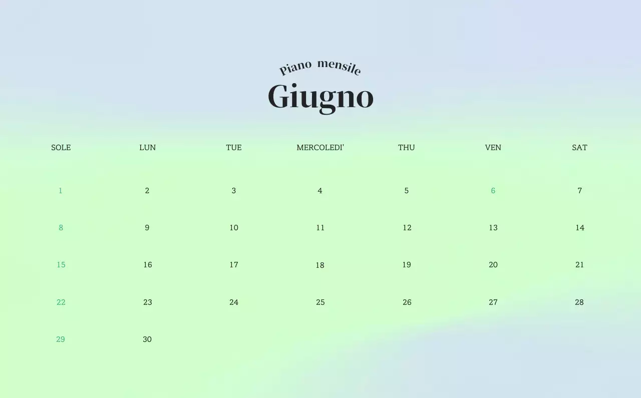 Calendario minimalista a gradi