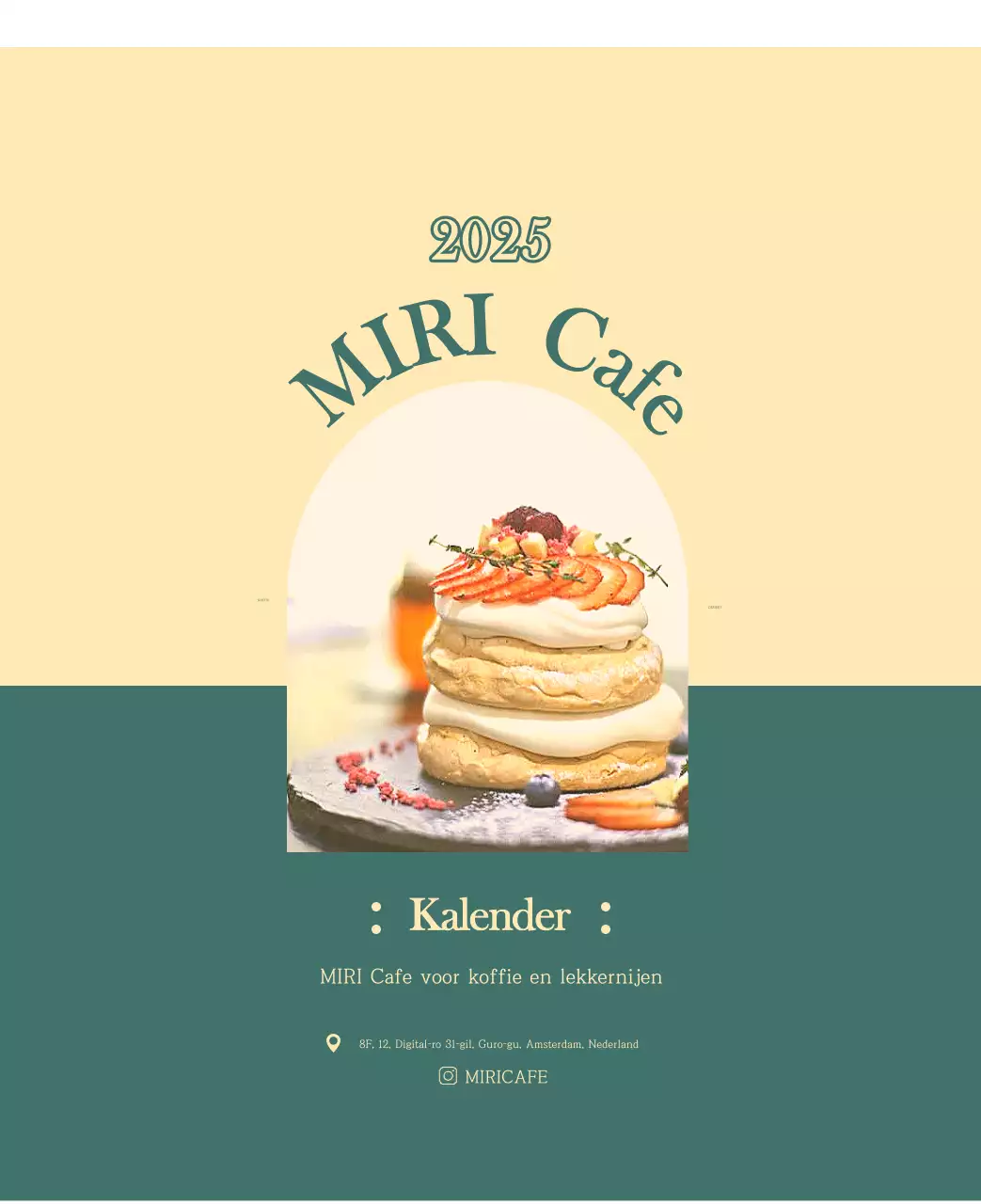 Een moderne cafékalender met aanbevelingen voor de drank van de maand