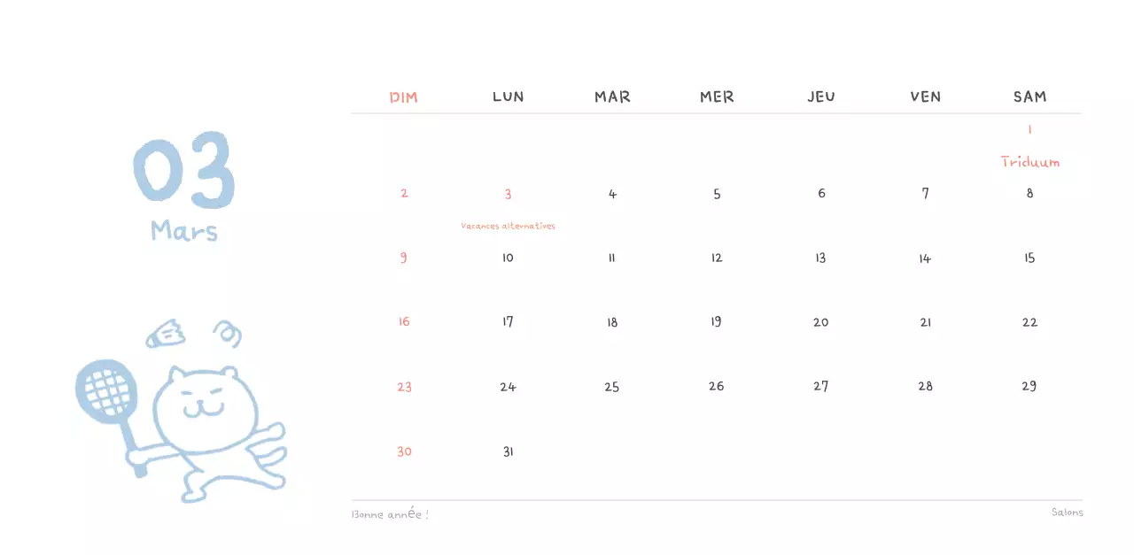 Calendrier journalier en ivoire
