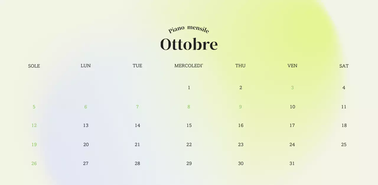 Calendario minimalista a gradi