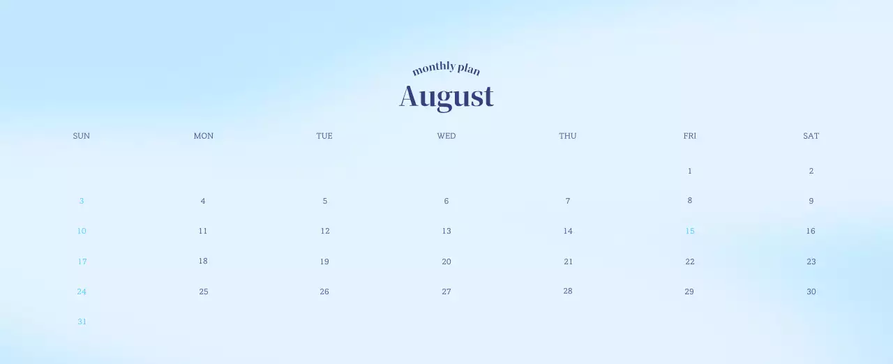 Gradient Minimalist Calendar