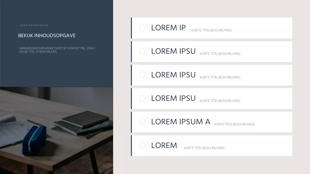 Eenvoudig rapport voor lerarenopleiding in marineblauw en beige