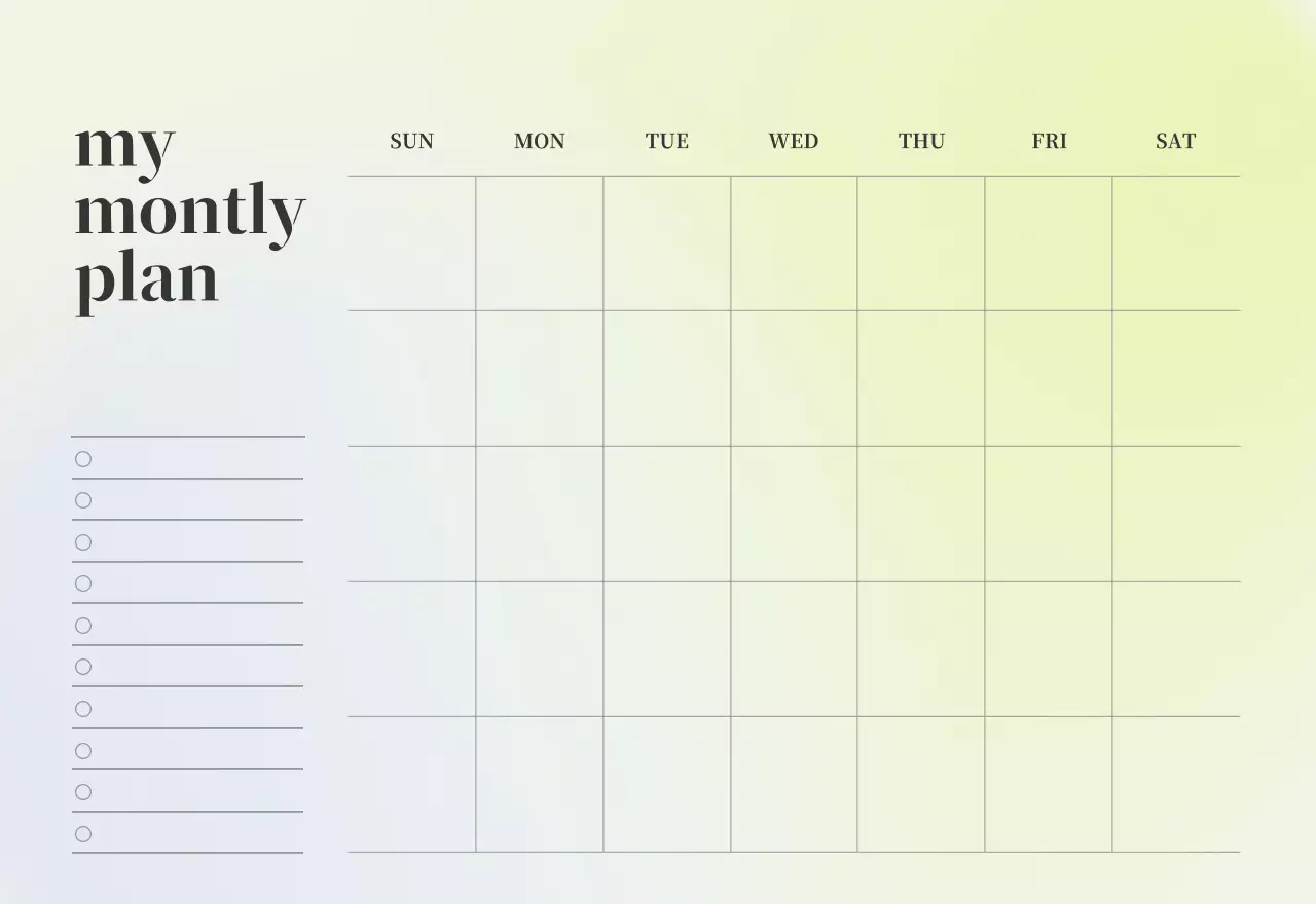 Gradient Minimalist Calendar