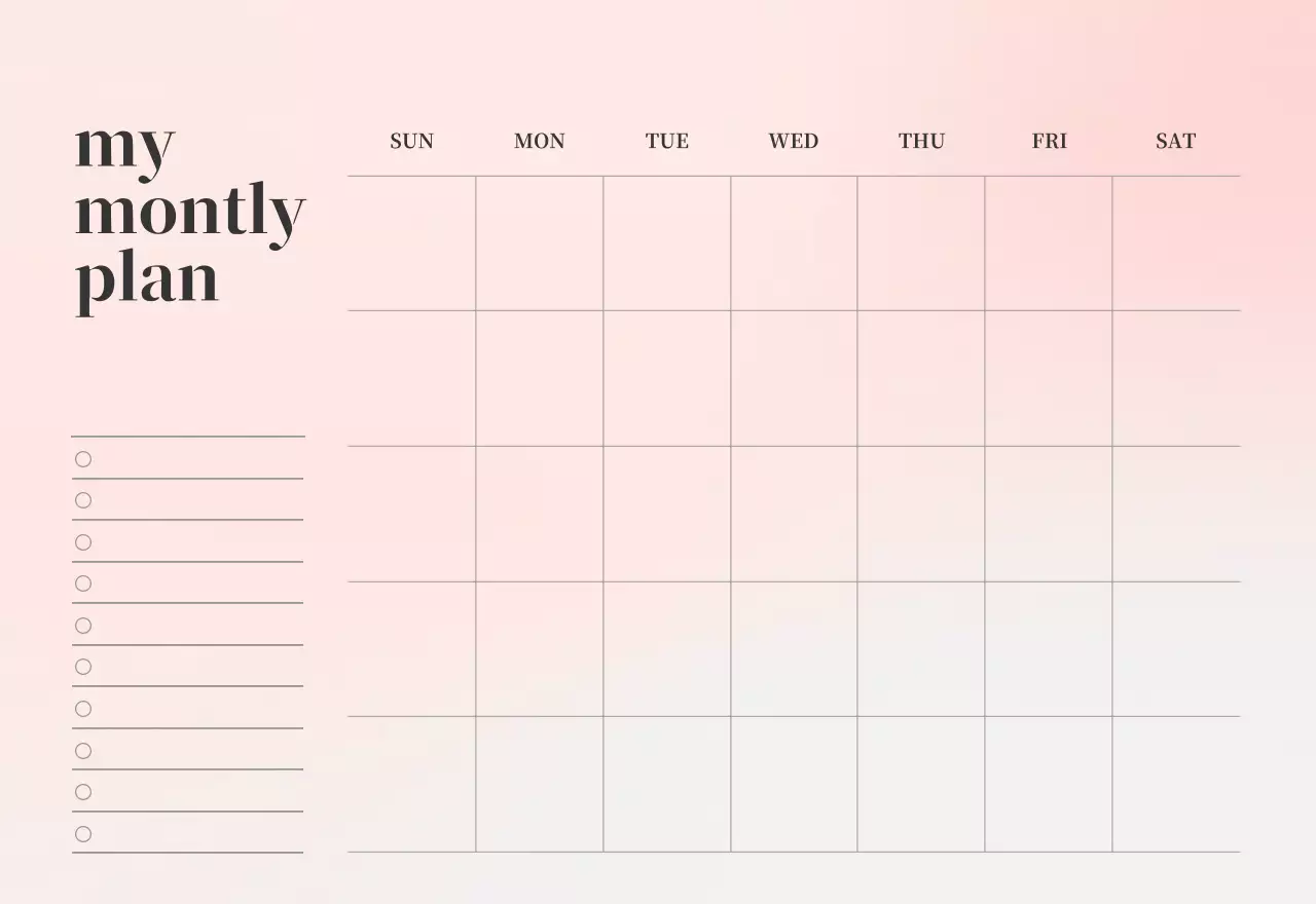 Gradient Minimalist Calendar