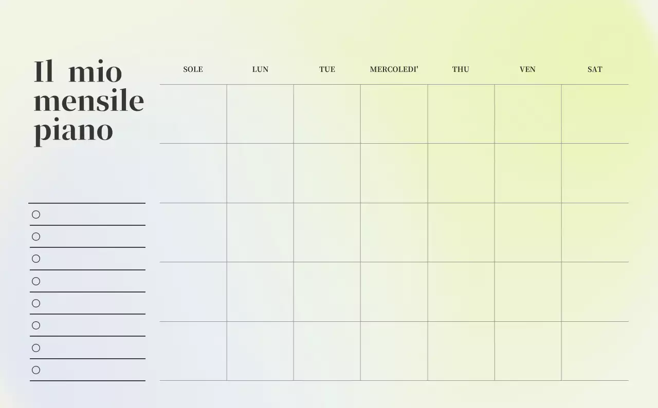 Calendario minimalista a gradi