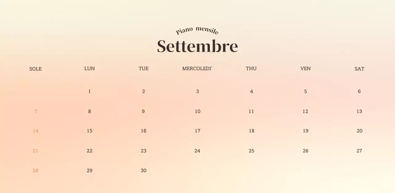 Calendario minimalista a gradi