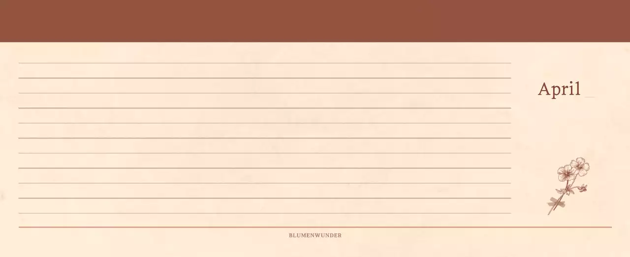 Ein sentimentaler Blumenkalender in hellbraunem und braunem Wollpapierkonzept