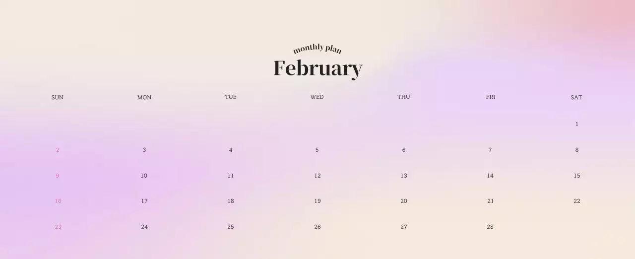 Gradient Minimalist Calendar
