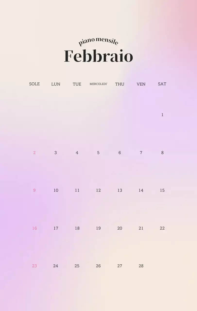 Calendario minimalista a gradi