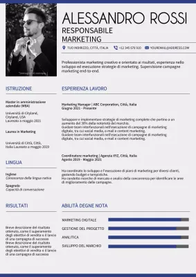 Portafoglio del responsabile marketing moderno grigio e blu