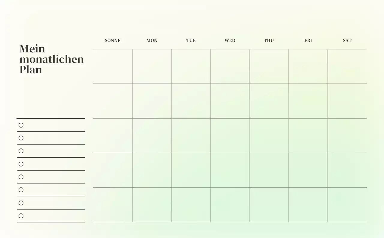 Minimalistischer Kalender mit Farbverlauf